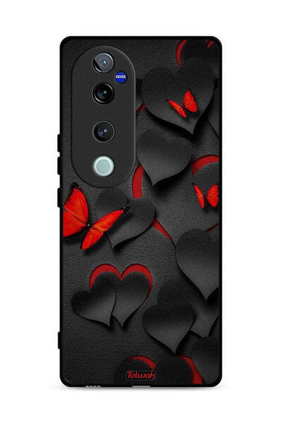 Tolwak غطاء حماية لهاتف Vivo V40 Pro 5G بنقشة قلوب وفراشات
