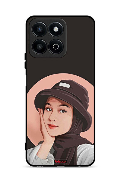Tolwak غطاء حماية لهاتف Honor Play 60 Plus 5G برسومات فنية لطيفة لفتاة قبعة