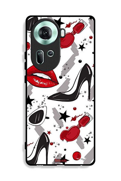 Tolwak غطاء حماية لهاتف Oppo Reno11 5G برسومات أحمر الشفاه والأحذية