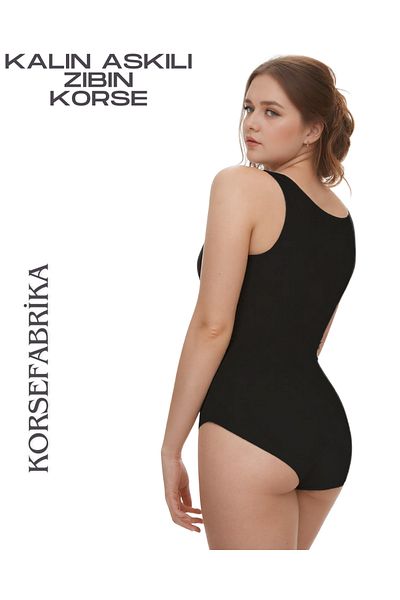 KORSEFABRİKA Thick Strap Snap Fastener Slimming Recovery Bodysuit Corset