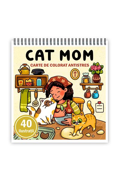 Legendary Gifts Mini coloring book, 40 Cat Mom illustrations, 86 pages