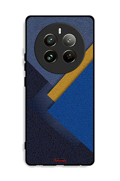 Tolwak غطاء حماية لهاتف Realme 12 Pro 5G بنقشة مثلثات جلدية
