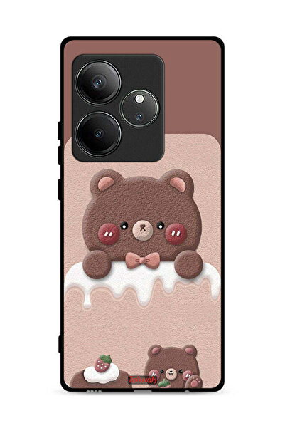 Tolwak غطاء حماية لهاتف Realme GT 6T 5G بتصميم دب الفراولة