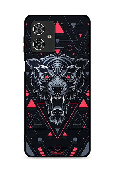 Tolwak غطاء حماية لهاتف موتورولا موتو جي 54 5G بتصميم الذئب المتمايل