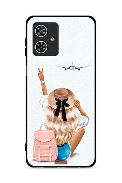 Tolwak غطاء حماية لهاتف موتورولا موتو جي 54 5G - فتاة تحب السفر