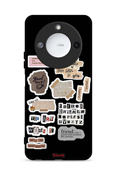 Tolwak غطاء حماية لهاتف Honor X60 5G مع ملصقات اقتباسات الحظ السعيد