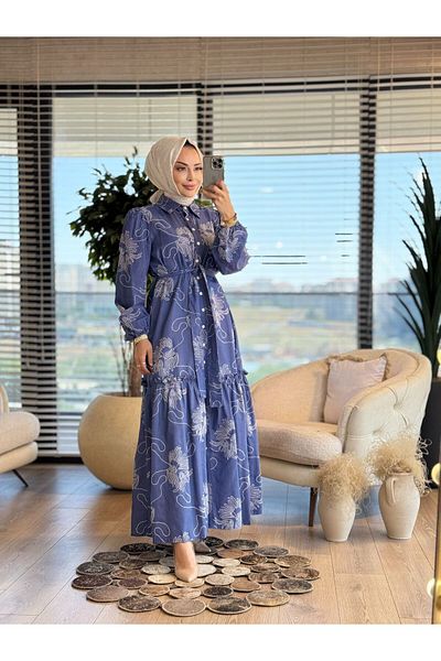 ALANURMODA Ruffled Skirt Patterned Dress