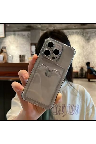 HYPERSOFT Iphone 16 Plus (6.7 inç) Uyumlu Şeffaf Kartlıklı Silikon Kılıf