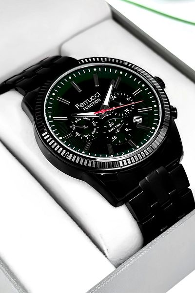 Ferrucci Function Men's Wristwatch Steel Cord Black Bracelet Gift 3Atm Sdfer170