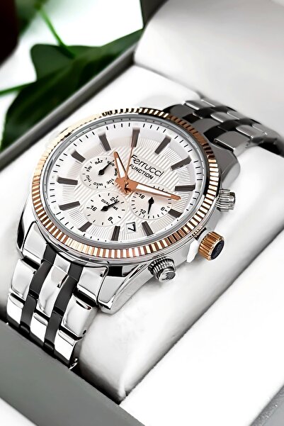 Ferrucci Function Erkek Kol Saati Çelik Kordon Gümüş-beyaz Bileklik Hediyeli 3atm Sdfer170