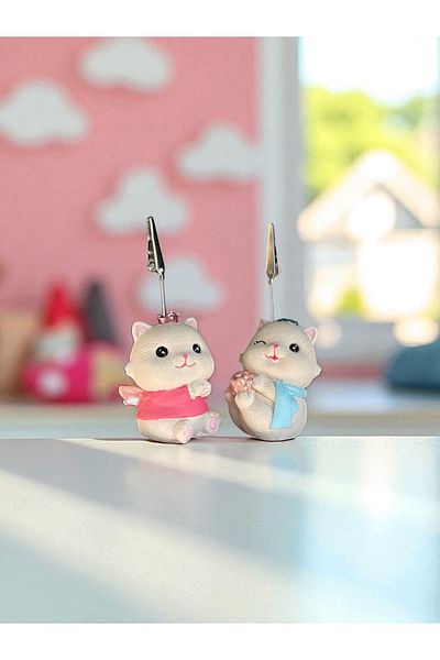 Perazayn Cute Chubby Blue Scarf Cat Photo and Note Holder