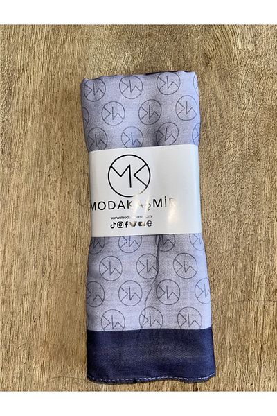 Modakaşmir Monogram Cotton Shawl Purple