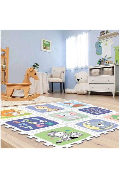 LUDIRO Ludiro EVA Foam Puzzle Mat for Children, Set of 9 Educational Pieces with Animals, Letters and Numbers