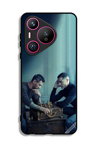 Covernex غطاء حماية لهاتف هواوي بيورا 70 ميسي ضد رونالدو يلعبان الشطرنج
