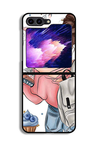 Covernex غطاء حماية لهاتف سامسونج جالاكسي زد فليب 6 بتصميم كتب وفن يد فتاة