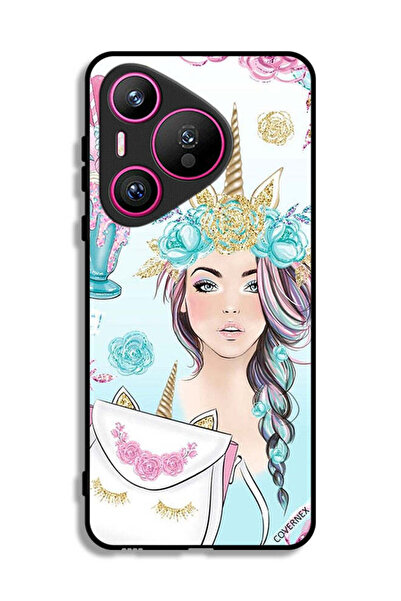 Covernex غطاء حماية لهاتف هواوي بيورا 70 بتصميم رموش على الحقيبة وفتاة وحيد ا...