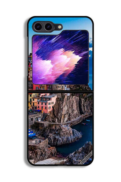 Covernex غطاء حماية لهاتف سامسونج جالكسي زد فليب 6 - منازل ملونة على البحر