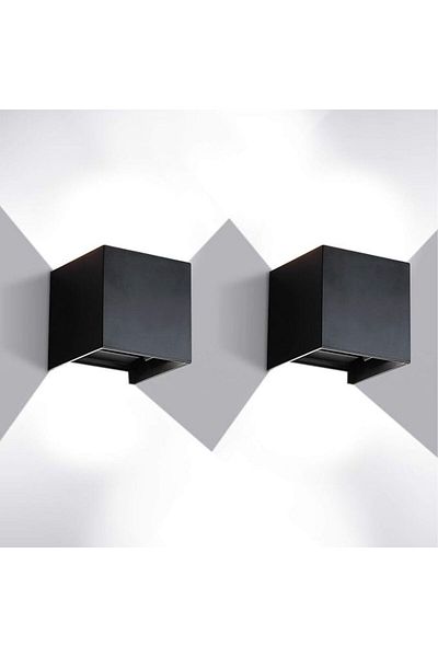 SUNPA LED Aluminum Waterproof Wall Lamp,12W Black 6000K Adjustable Outdoor Garden Wall Mounted Lamp