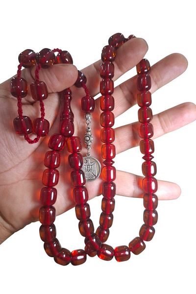 Cekke Tesbih Fire Amber 10*11 mm 45 Habbe Cekke Rosary Imazalı Daily Rosary