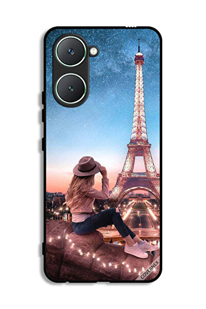 Covernex غطاء حماية لهاتف Vivo Y03 4G بتصميم فتاة القبعة وبرج إيفل