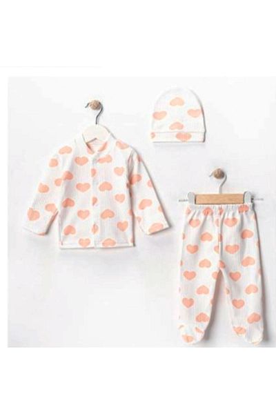 Baby Wings 3 Piece Set with Heart Printed Hat