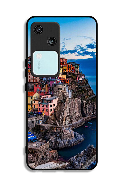 Covernex غطاء حماية لهاتف Vivo V30 5G بطبعة منازل ملونة على البحر