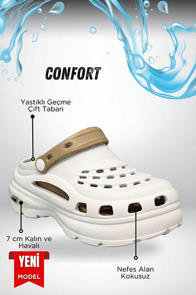 Moda Anna Sermoda High Double Sole Stone Sea Pool Sabo Doctor Nurse Hospital Comfort Daily Women's Slippers
