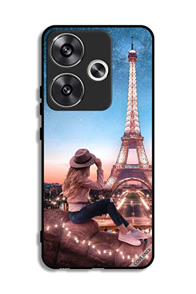 Covernex غطاء حماية لهاتف شاومي ريدمي توربو 3 5G بتصميم فتاة القبعة وبرج إيفل