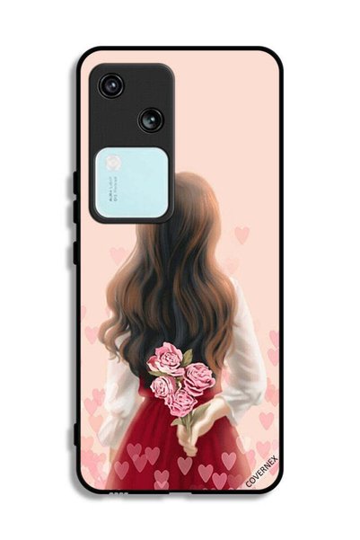Covernex غطاء حماية لهاتف Vivo V30 5G بطبعة فتاة تخفي زهورًا