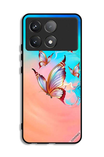 Covernex غطاء حماية لهاتف شاومي بوكو F6 برو، فراشات تحلق فوق لون الطلاء
