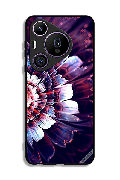 Covernex غطاء حماية لهاتف هواوي بيورا 70 برو مع زهرة كبيرة عاكسة على الجانب ا...