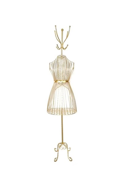 rexa حامل زهور مانيكان نسائي مع علاقة - عرض معدني مزخرف (40 × 29 × 165 سم)