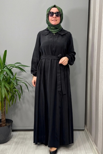 MissWhence Cupra Silk Dress with Hood Black 37811