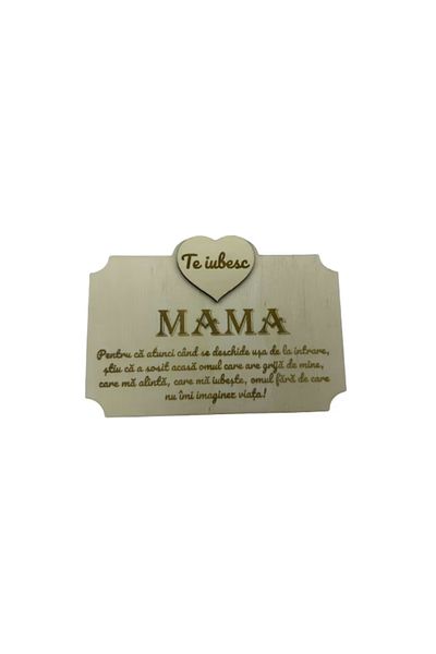 OEM Wooden gift plate with engraved message "I love you mom" 20x16 cm