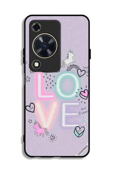 Covernex غطاء حماية لهاتف هواوي إنجوي 70 بتصميم قلب جميل ووحيد القرن