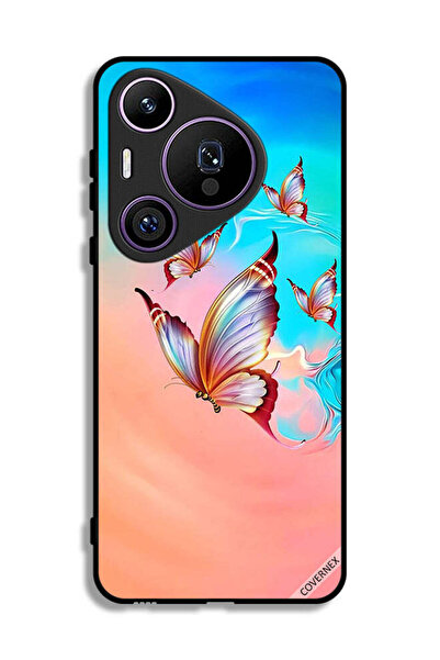 Covernex غطاء حماية لهاتف هواوي بيورا 70 برو، فراشات تحلق فوق لون الطلاء