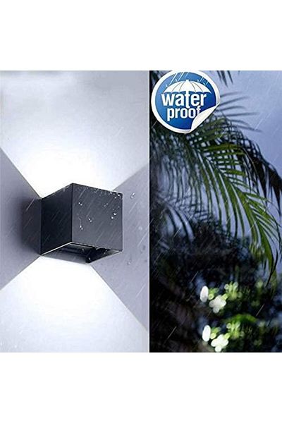 SUNPA LED Aluminum Waterproof Wall Lamp,12W Black 6000K Adjustable Outdoor Garden Wall Mounted Lamp
