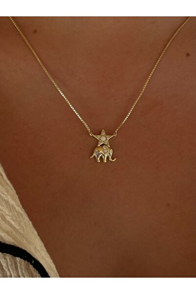 Sade Accessory Yıldız, Fil Detaylı Taşlı Kolye