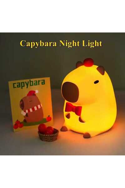 Menuzer Sevimli Karikatür Kapibara Gece Lambası Silikon Hayvan Lamba USB Şarj...