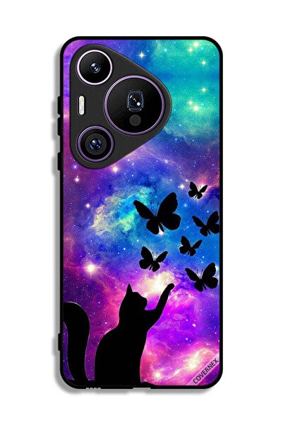 Covernex غطاء حماية لهاتف هواوي بيورا 70 برو بنقشة قطة وفراشات