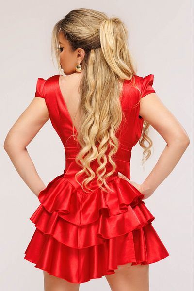 Atmosphere Fashion Short red dress with ruffles