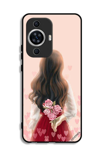 Covernex غطاء حماية لهاتف هواوي نوفا 12 لايت - فتاة تخفي زهورًا