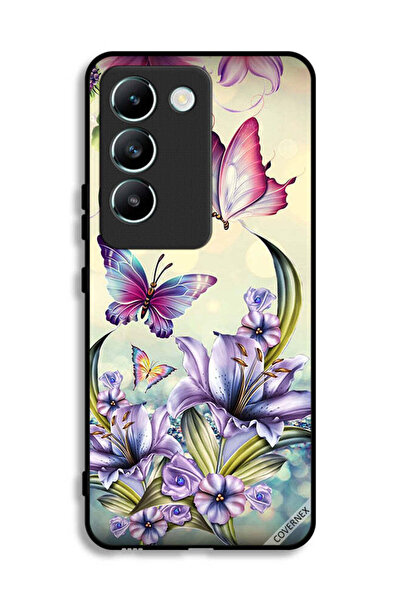 Covernex غطاء حماية لهاتف Vivo V30 Lite 4G بنقشة زهور أرجوانية وفراشات