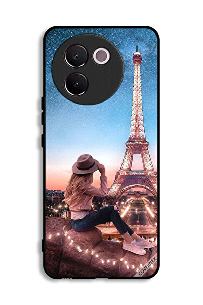 Covernex غطاء حماية Vivo V30e 5G بتصميم فتاة القبعة وبرج إيفل