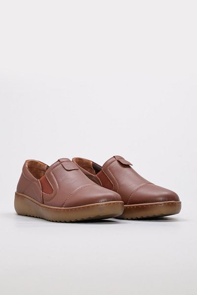 Ayakkabıhane Inside and Outside Genuine Leather Tan Comfortable Women's Casual Daily Shoes Ah088642611309