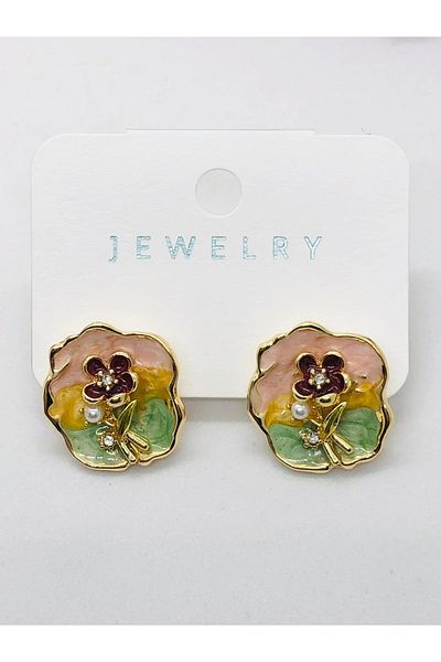 İnDerin Women's Earrings Vintage Special Design Gold Detailed Earrings