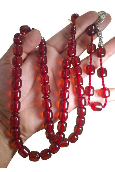 Cekke Tesbih Fire Amber 10*11 mm 45 Habbe Cekke Rosary Imazalı Daily Rosary