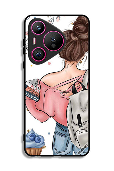 Covernex غطاء حماية لهاتف هواوي بيورا 70 بتصميم كتب وفن يد فتاة
