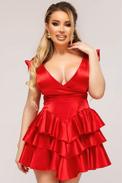Atmosphere Fashion Short red dress with ruffles