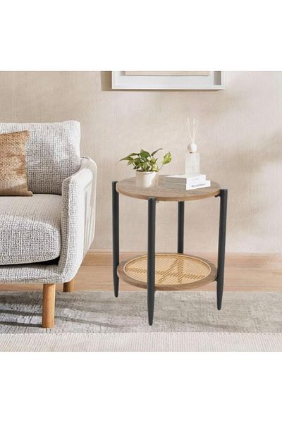 DEC13 45 cm rattan wood serving table